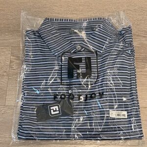 FootJoy Men's Golf Black/Periwinkle Striped Polo